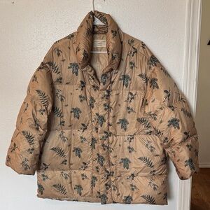 Basin + Range Tan Jacket with Green Botanical Print